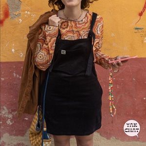 Lucy and yak | mini overall dress | XL | black corduroy